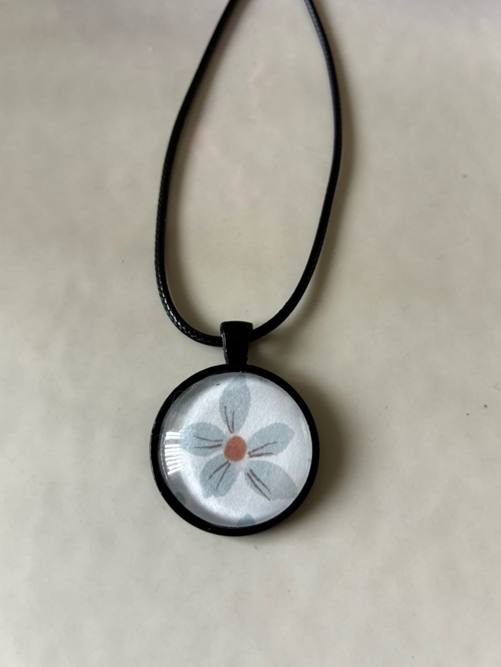 Handcrafted Flower Cabochon Pendant Necklace